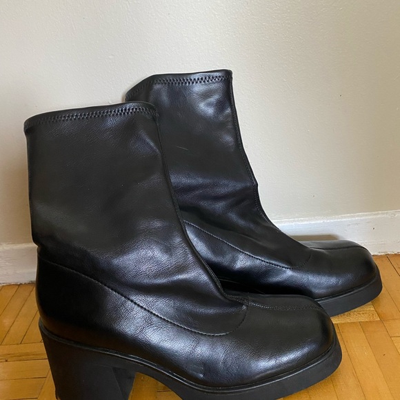 Call It Spring Black Leather High heel Boots - Picture 3 of 7